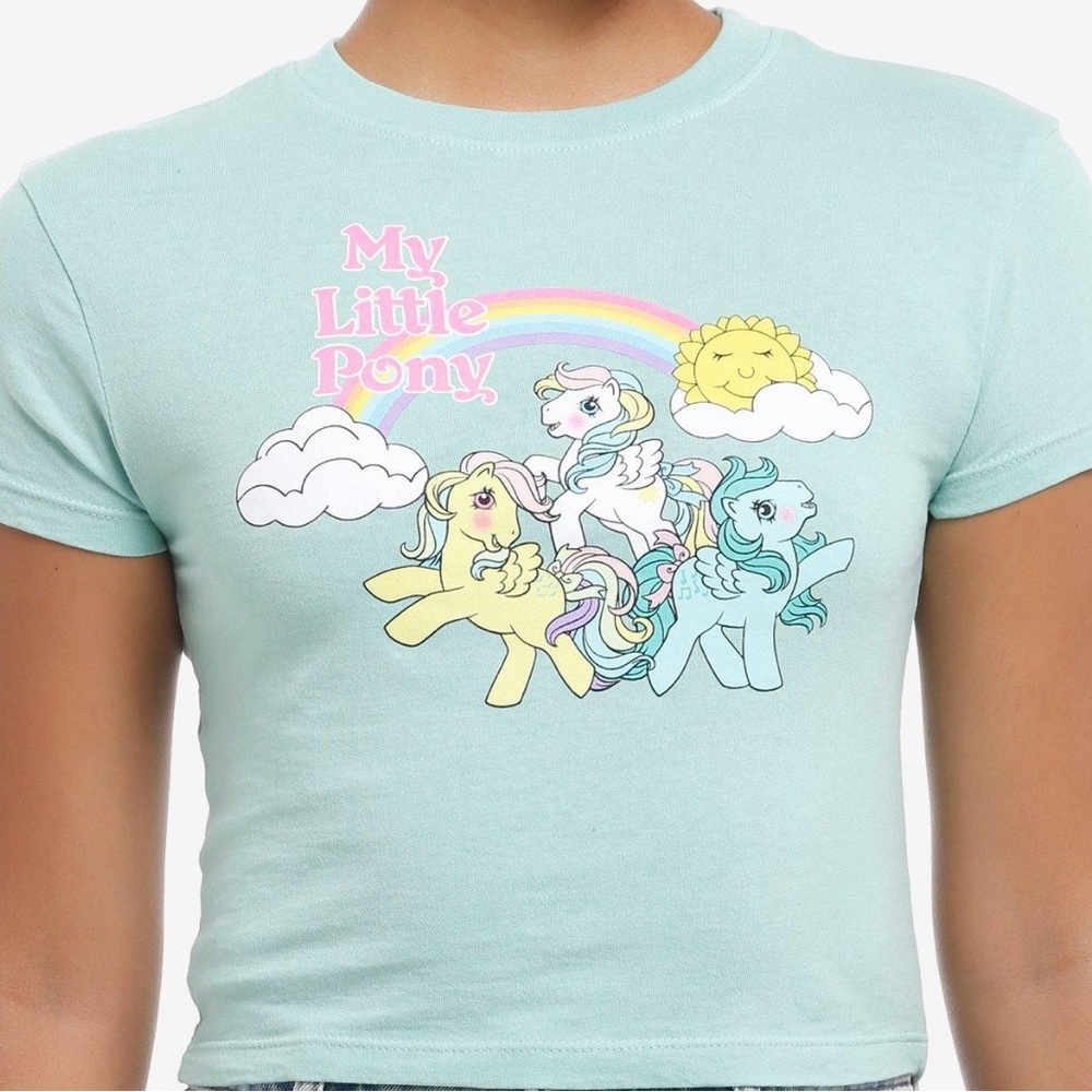 My Little Pony Aqua Cropped Tee with Rainbow Graphic